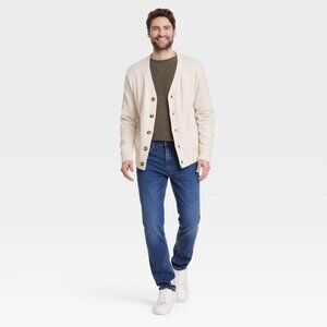 NEW Goodfellow & Co Men's V-Neck Cardigan Sweater - Cream